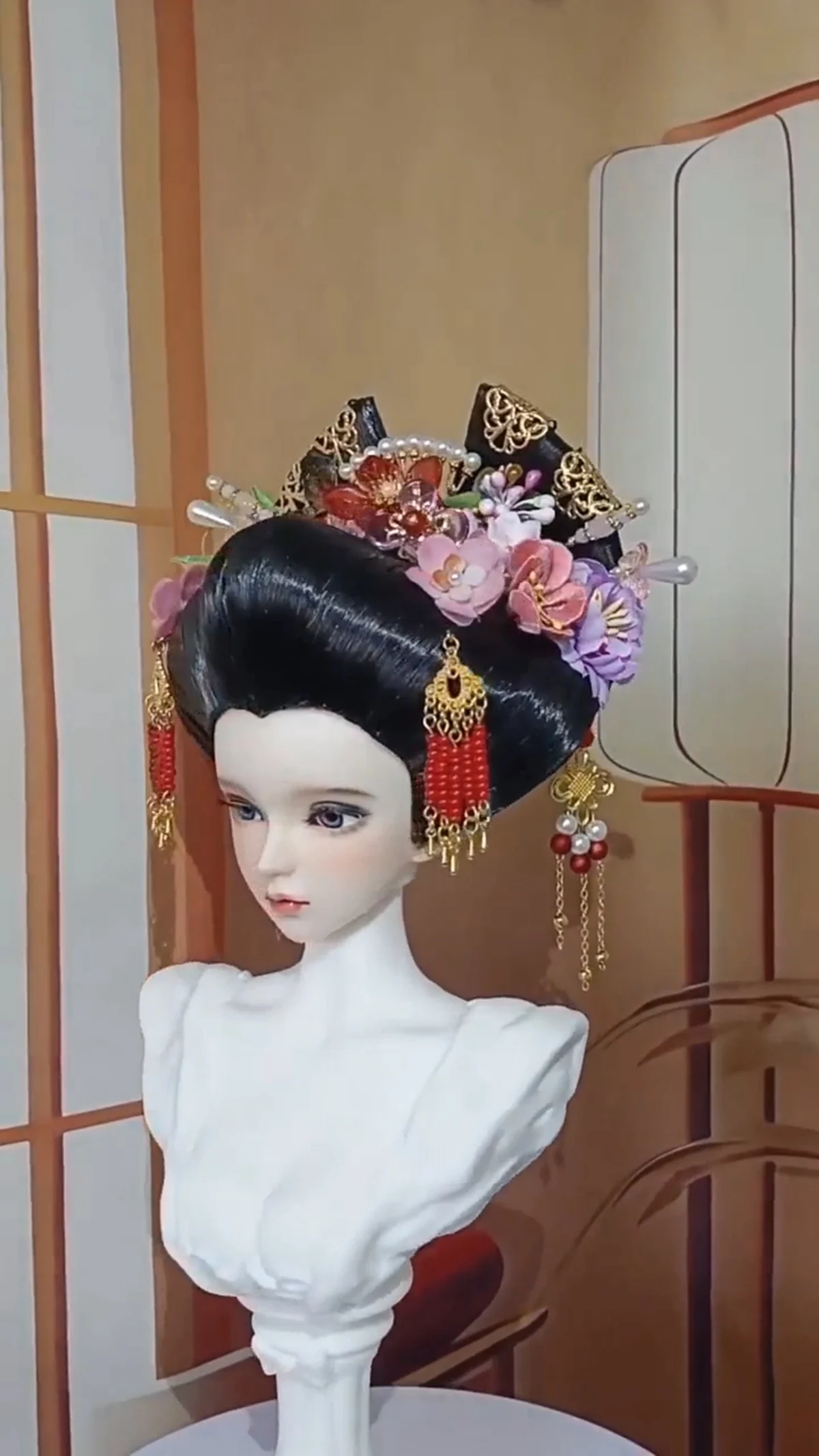 希少初期３種セット iRing for human made 1/4 1/3 Scale Ancient Costume BJD Wig Japanese Oiran Hair