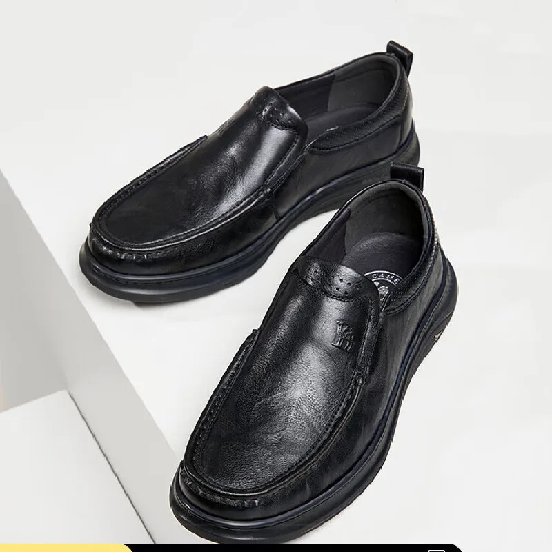GOLDEN CAMEL Men's Shoes Genuine Leather Loafers Shoes Business Casual Soft Bottom Comfortable Dad Shoes for Men Spring 2024 3