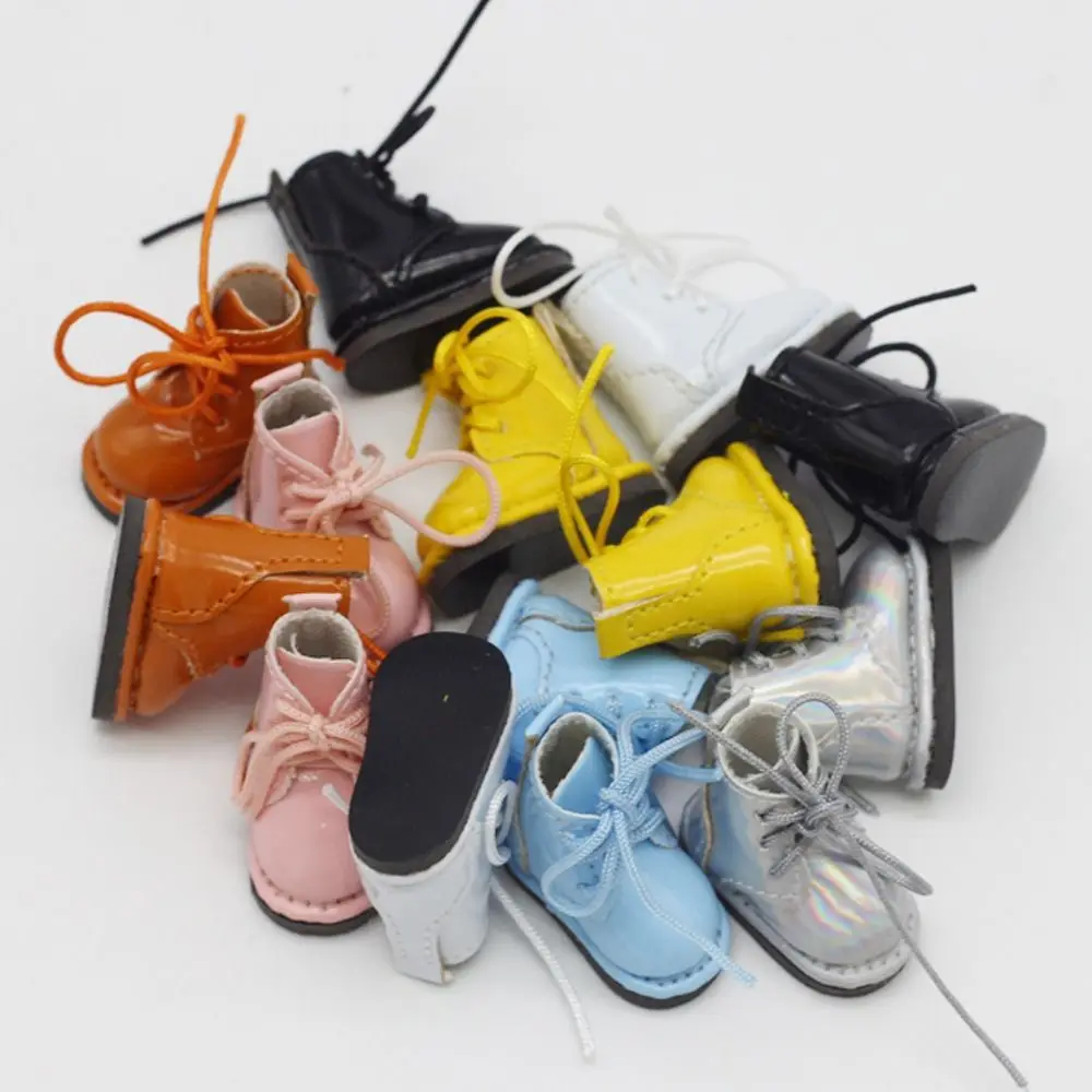 1 Pair High-top Obitsu 11 Doll Leather Boots Plating Silver PU Leather 1/12 Bjd Doll Leather Shoes GSC Casual