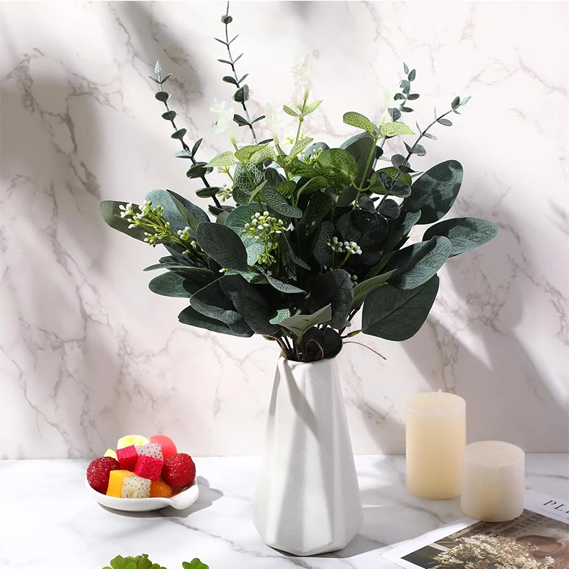 20pcs Artificial Eucalyptus Leaves Stems with White Seeds Short Silver  Dollar Flowers for Decoration Greenery Plants for Flower - AliExpress