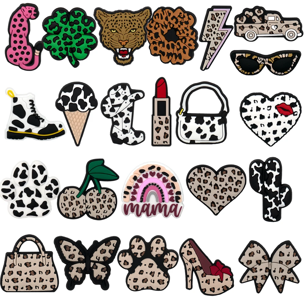 1/23PCS Leopard Print Shoe Charms Women Shoe Accessories