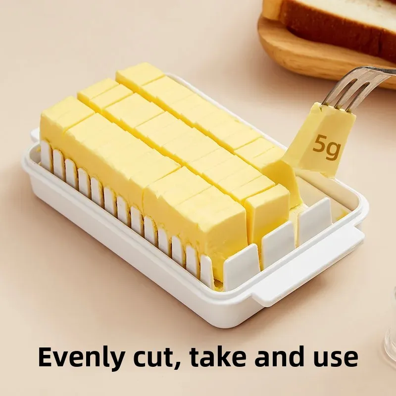 Japanese Butter Cutting Storage Box With Lid for Fridge Cheese Baking Oil Trimmer Preservation Box Plastic Material Home Goods