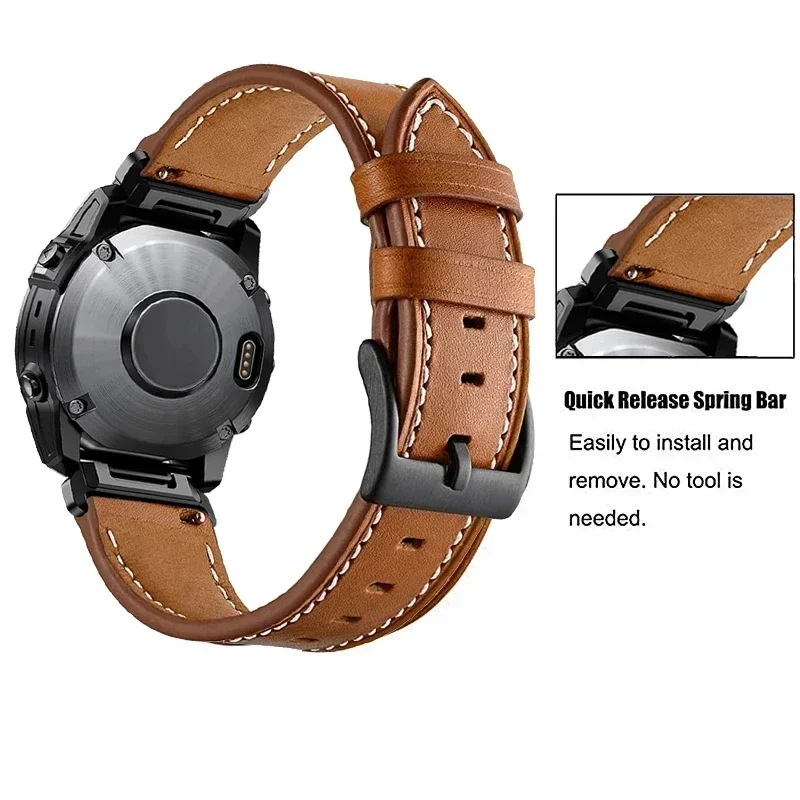 Premium Quickfit Leather Smart Watch Strap, 22mm/26mm Adjustable Bracelet Strap