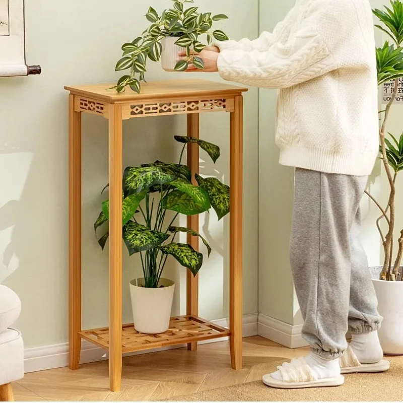 Balcony Flower Stand Plant Shelf Indoor Mobile Multi-Tier Bamboo Plant Holder for Succulents Potted Plants Garden Decor