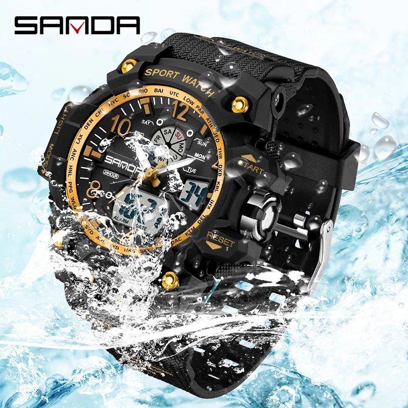 2023 New Youth Sports Trend Korean Electric watch Men's Creative SANDA 3306 Personality Wristwatch