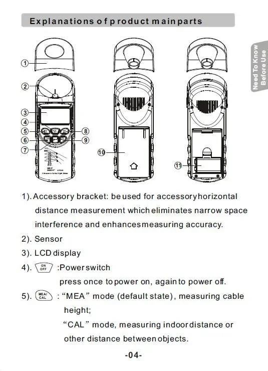 Smart Sensor AR600E Digital Ultrasonic Cable Height Meter | 3–23m Range, 3–15m Plane, High Precision Measurement Tester detail image 3