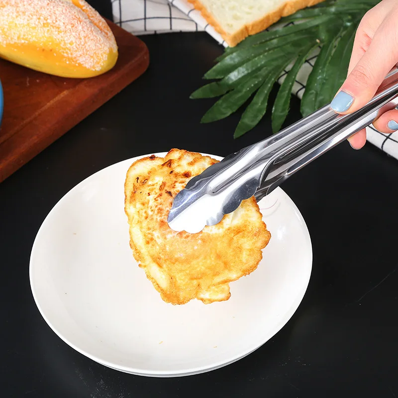 304 Stainless Steel Food Tongs 5-Size Barbecue Steak Bread Clip Vegetables Fruits Salad Buffet Clamp Kitchen Accessories food tongs