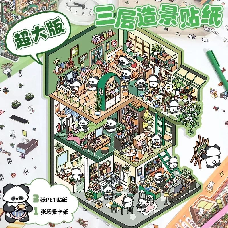 3D Miniature Scene Stickers Landscape Sticker Pocket Cabin Scene Stacking Pasting Large Size For Kid Child Student Festival Gift For decorative stickers,self adhesive stickers,stationery stickers,paper stickers,adhesive stickers,decorative labels stickers,diy scrapbooking accessories