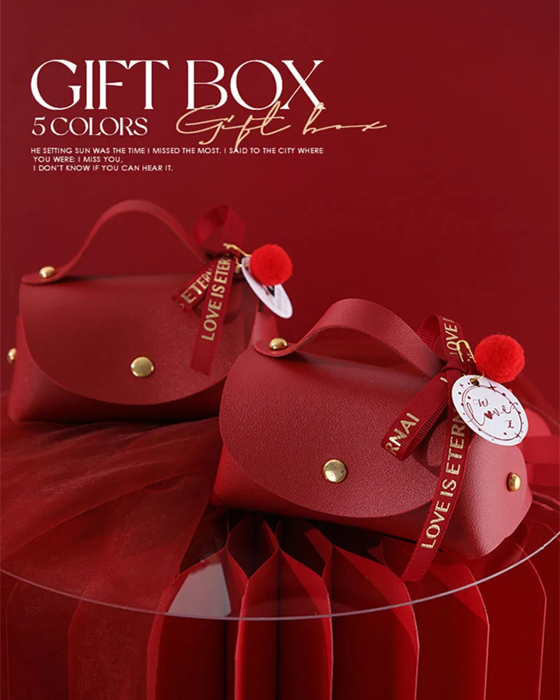 Description Picture 2 of item10pcs Bowknot Leather Gifts Bags for Wedding Birthday Party Supplies Handbag Candy Package Box Favors Bag Wholesale No Card