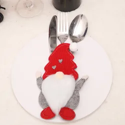 Set of 4 Festive Gnome Cutlery Holders - Christmas Tableware Decoration (4pcs style-B)