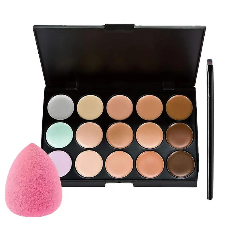 

Cream Concealer Palette Full Coverage 15 Colors Color Correcting Concealer Cream Face Contours Palette Long Lasting Professional