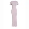 Spice Girl Bag Hip Dress 2025 Summer Women's Dress Solid Color Short Sleeved Slimming Lady's Dress High Elasticity Summer Dress 5