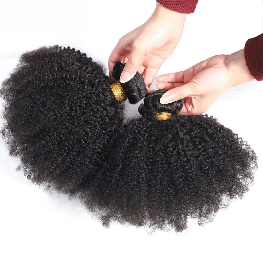 

Afro Kinky Curly Human Hair Bundles Weave 20 Inch Brazilian Remy Virgin Hair Extension 3 Bundels Deal 100% Natural Color BAIHONG