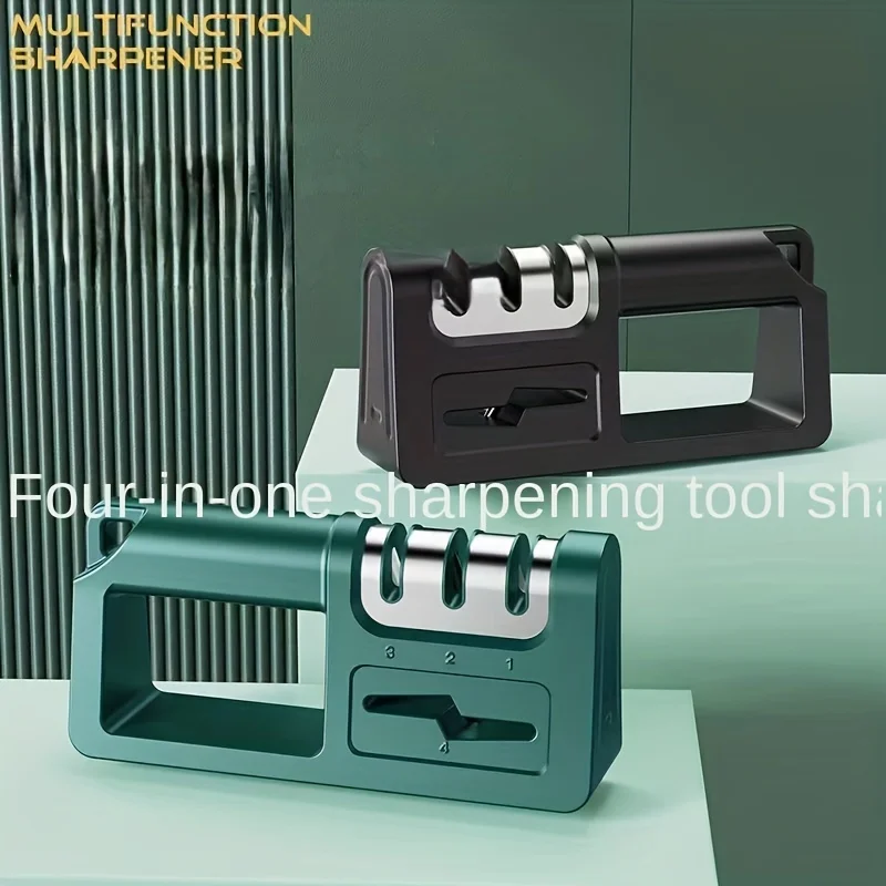 Diamond Sharpening Stone, Multi-Functional Four-in-One Manual Quick Sharpener for Kitchen Knives, Scissors, and Tools