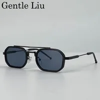 Lunettes de soleil rectangulaires Steampunk pour hommes 2026 – Marque de luxe, style rétro punk, double pont, protection UV400 3