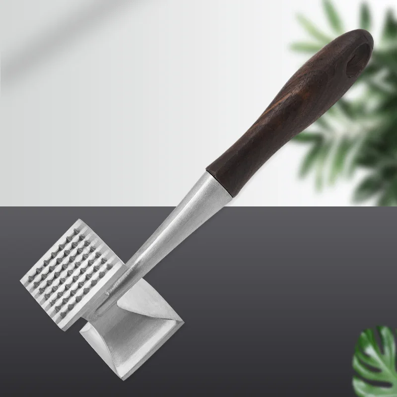 Stainless steel hammer meat machine wooden handle pine meat steak beater kitchen tools household tender hammer meat tenderizer meat hammer