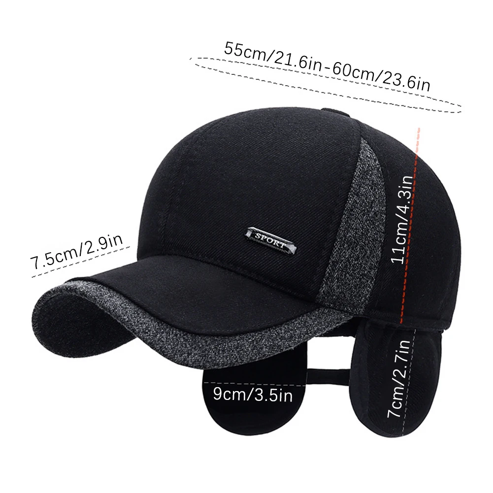 New Warm Mens Winter Wool Baseball Cap Anti-Cold Warm Duck Tongue Cap Middle-Aged And Elderly Thickened Warm Hat For Outdoor 6
