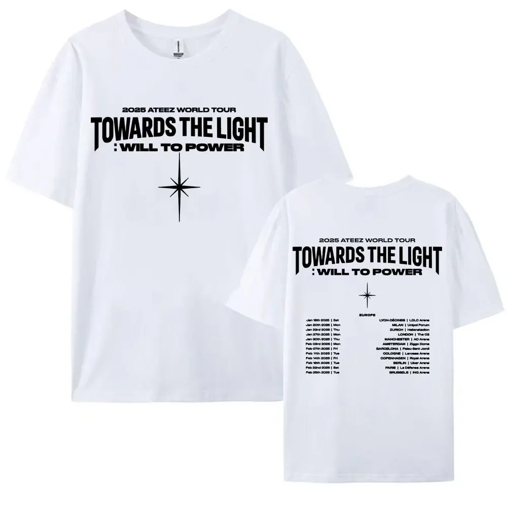 2025 Ateez World Tour Towards The Light: Will To Power T Shirt Men Women Korean Fashion High Quality Casual 100% Cotton T-shirts 2