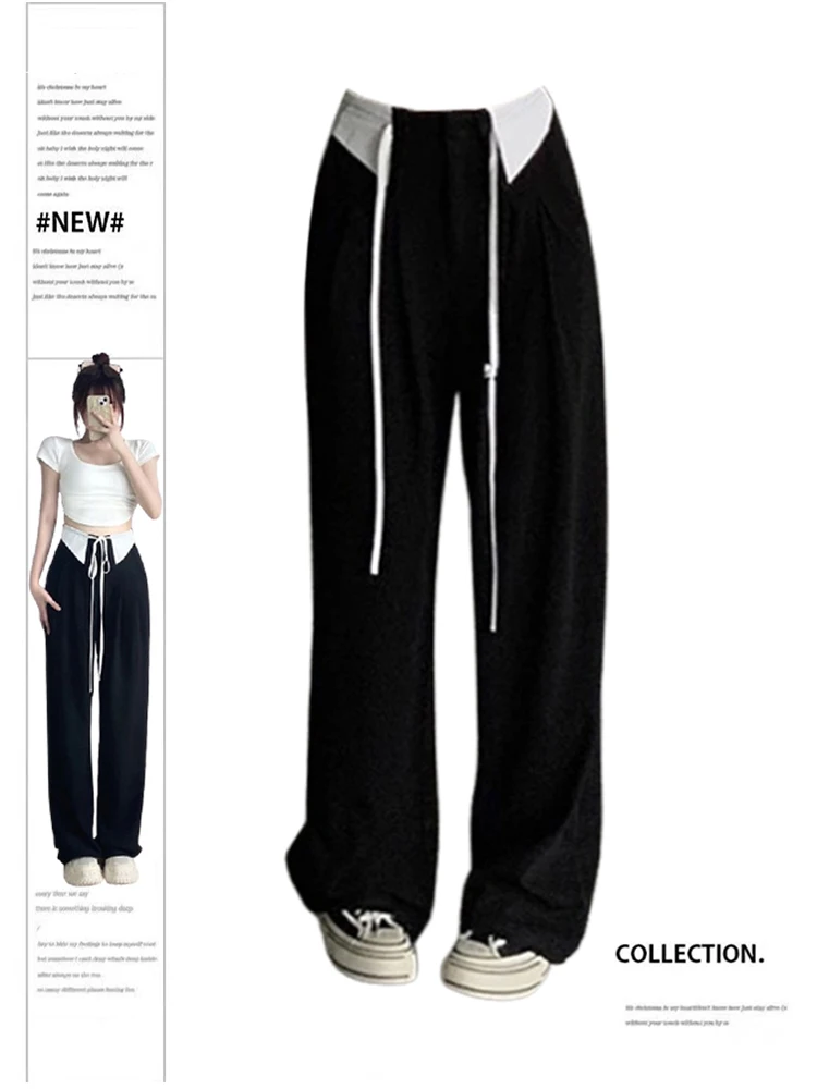 

Women Black Gothic Pants Baggy Harajuku 90s Aesthetic Oversize Straight Pants Y2k Emo 2000s Pants Vintage Trousers Clothes 2024