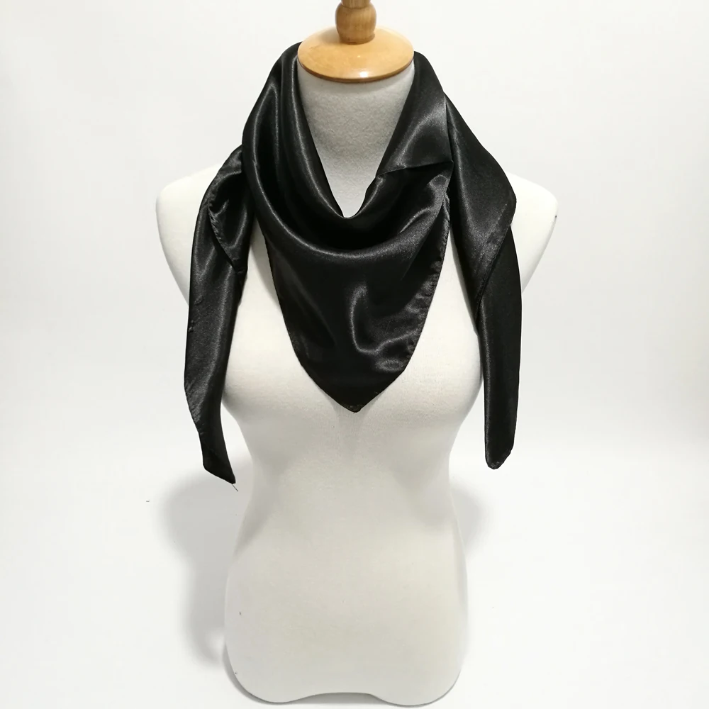 90cm Square Scarf Women New Spring Stain Silk Touch Wrap Shawl Female White Black Color Hijab Scarves Fashion 4