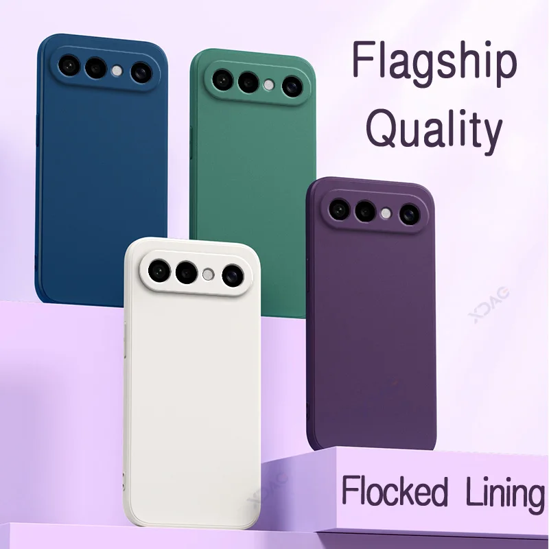 Luxury Square Liquid Silicone Shockproof Phone Case with Soft Lens Protection