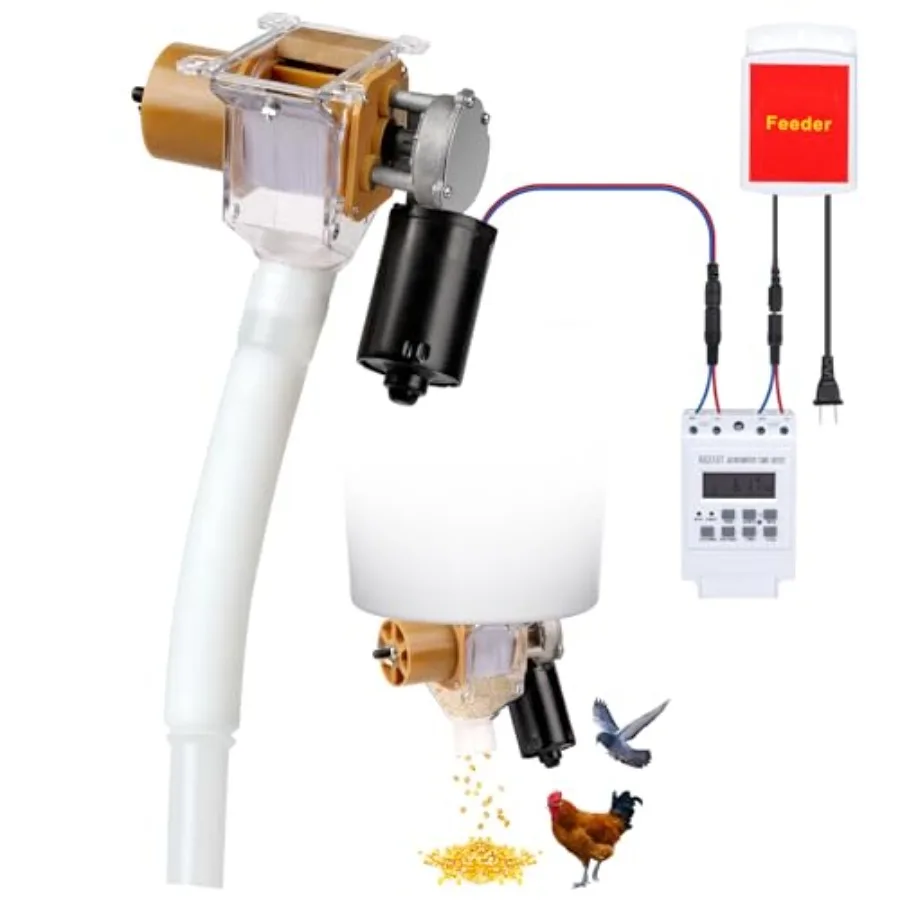 Automatic Chicken Feeder with Timer, 6 Groups of Timed and Fix-quantity Chicken Feeders No Waste and Duck Feeder for Chickens,