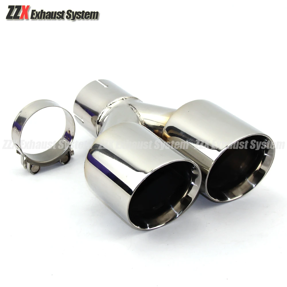 

Car Accessories stainless steel and bright face without marked Y-type double outlet straight edge exhaust pipe tailpipe