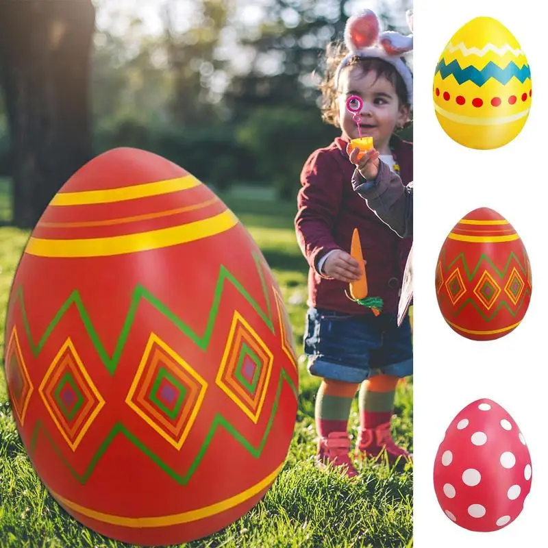

Easter Inflatables Eggs 35 Inch Colorful Cute Easter Eggs Giant Garden Lawn Decorations cute Inflatable Easter round Ornament