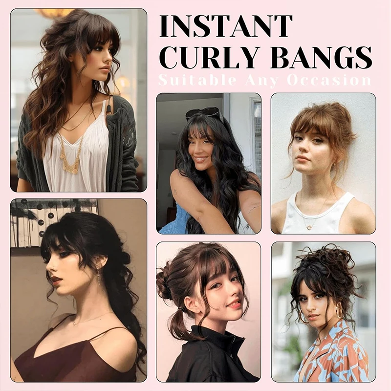 LUPU Black Cosplay Wig with Neat Bangs and Curly Side Locks – Unique Hair Style