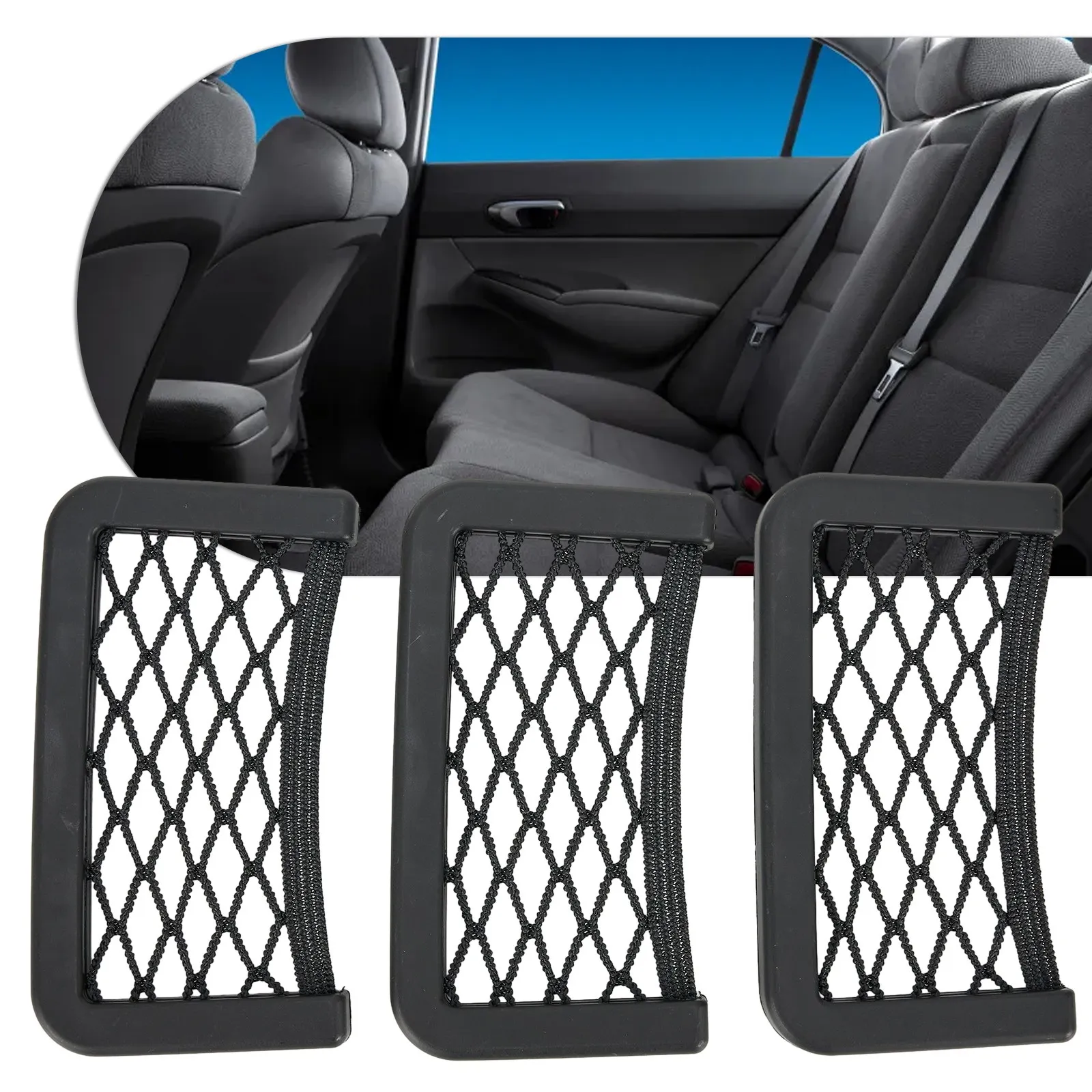 High Quality Durable Storage Net Bag Organizer Seat Universal Car Parts Phone Holder Replacement Accessories Back storage car net bag storage net bag convenient double sided organizer net black car 3pcs organizer phone holder replacement