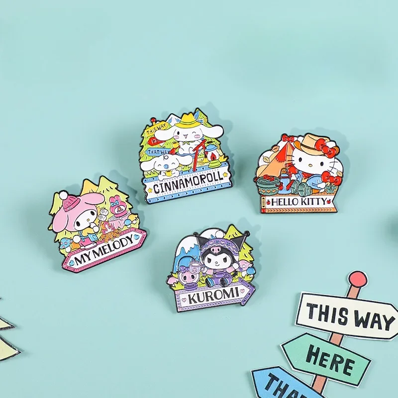 

10pcs Sanrio Hello Kitty Metal Lacquered Badge Brooch Cinnamoroll My Melody Kuromi Cute Exquisite Christmas Badge Wholesale
