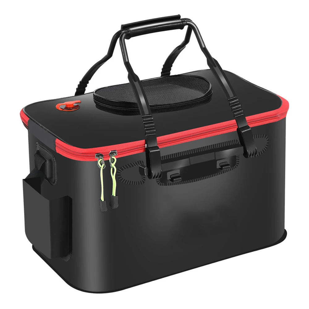Fishing Bucket 30/40/50cm Tackle Bag with Side Pocket Folding Live Fish Box Outdoor Waterproof Camping Hiking Water Storage Bags - Image 2