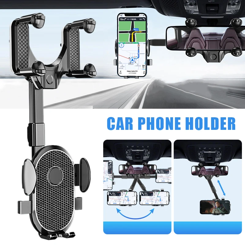 

New 360 Degrees Car Rearview Mirror Mobile Phone Holder AR Navigation Multi-function 360 Degree Horizontal and Vertical Rotation