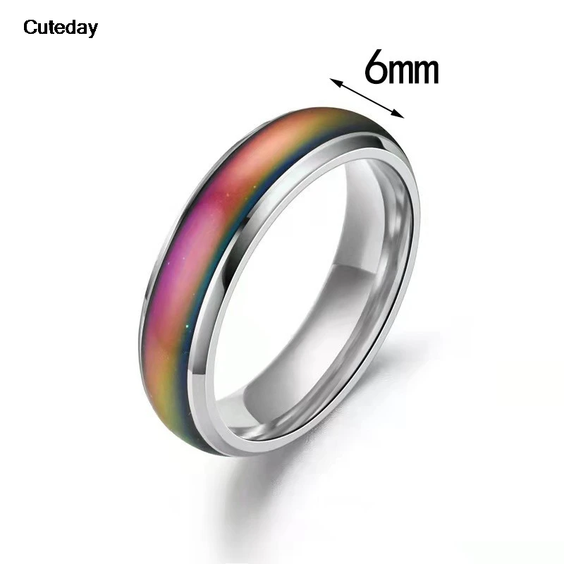 Vibrant Stainless Steel Mood Ring – Color-Changing Emotion Jewelry