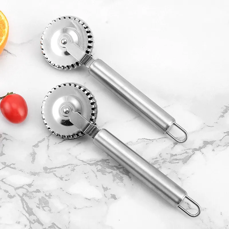 Stainless Steel Pie Cookies Mold Dumpling Embossing Maker Cutter Stamp Set with Roller Round Biscuit Pizza Baking Tool