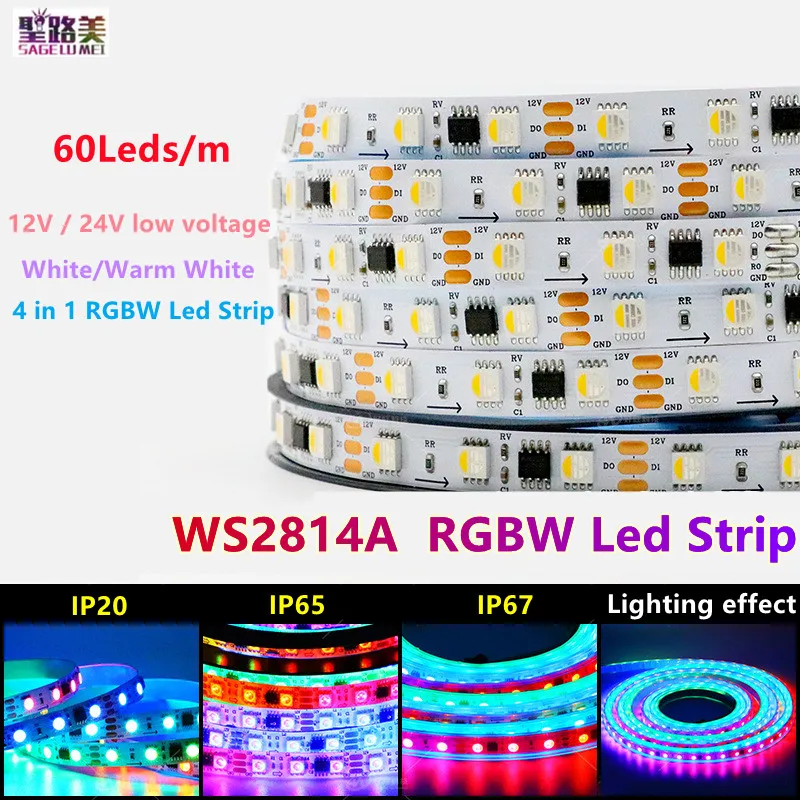 

WS2814A RGBW 4 в 1 индивидуально Адресуемая полноцветная светодиодная лента 12 В/24 В 1ic Адресуемая 3/6 лампа шарики Водонепроницаемая уличная лампа