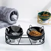 Cat Double Bowl миска складнаCute High-Leg Ceramic  Oblique Mouth Protect Cervical Spine Prevent Overturning Food Water Fxed Pet 3