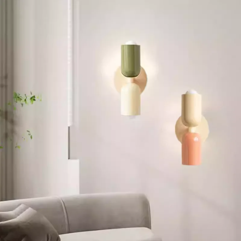 E27 Nordic Wall Lamp LED Macaron Minimalist Sconce Bedroom Bedside Living Room Study Aisle Indoor Home Decoration Light