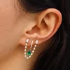 Boucles d'Oreilles Double 2 Piercing pour Femme, Goutte d'Eau, Tendance, Romantique, 5A CZ, Station Link, JoTassel, 1 Pièce