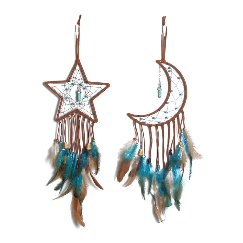 Xx9B Feather Dream Catcher Handmade Native American Dream Catchers Boho Wall Hanging Ornament For Kid Adult Bedroom Car Decor