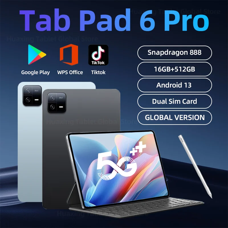 

Новинка 2024, оригинальные планшеты, Android 13 Pad 6 Pro, Snapdragon 888, 16 ГБ + 1 ТБ, планшетный ПК с двумя SIM-картами, Wi-Fi, HD, 4K, Mi Tab