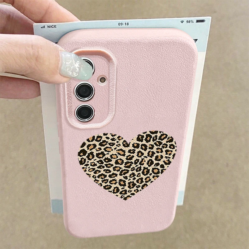 Leopard Print Heart Silicone Phone Case Cover