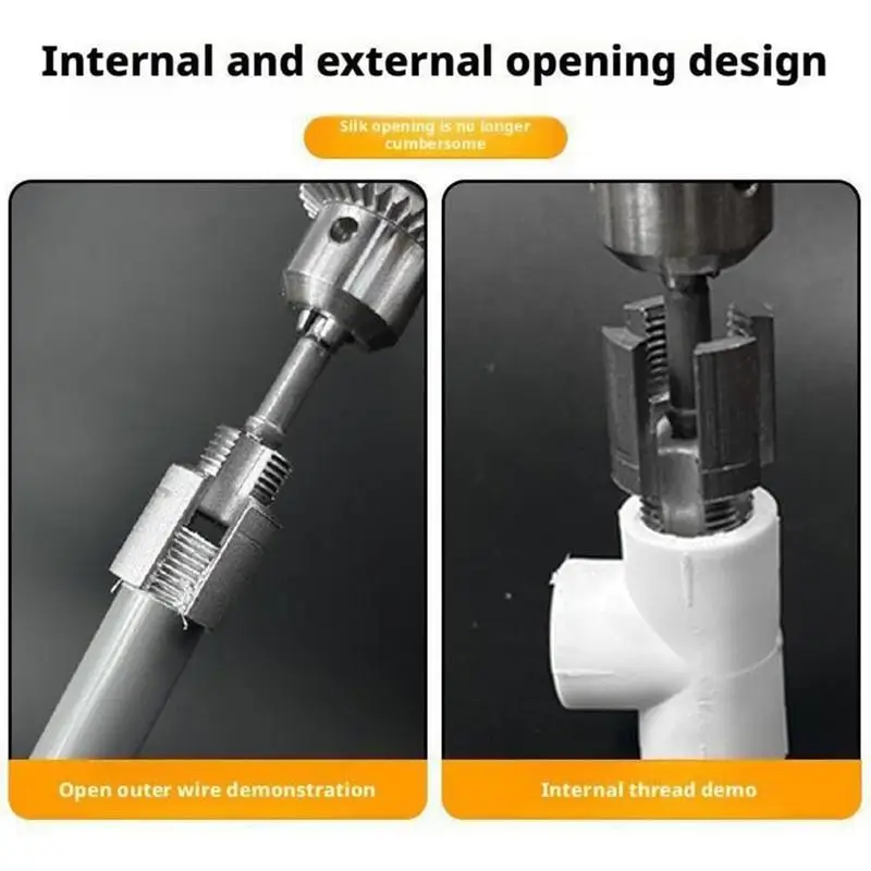 2pcs Internal External Pipe Thread Cutting Tool Internal External Electric Drill Pipe Threader Opener home Repair Supplies
