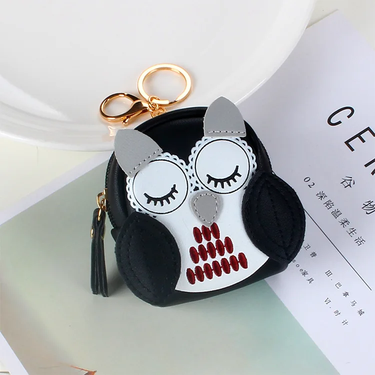 Coin Purse Coin Wallet PU Leather Coin Purses Cute Key Bag Owl Coin Purse Mini School Bag Car Key Chain Pendant Lady Wallet Purse Keychain