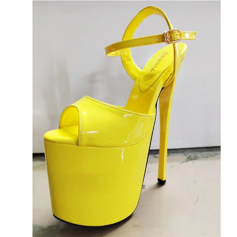 

Summer 19cm Metal Thin High Heels Sandals Female Platform Women's Dress Shoes Narrow Band Steel Pipe Dance Buckle Stripper Pumps