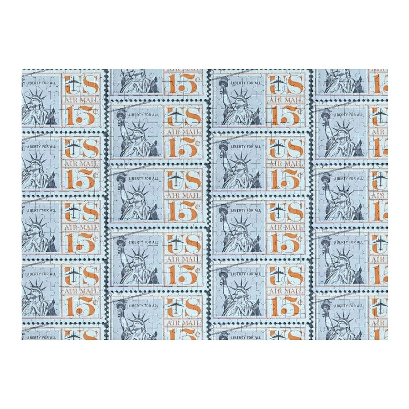 

Liberty For All Vintage Postage Stamp Jigsaw Puzzle Custom Wooden Name Wooden Jigsaws For Adults Puzzle