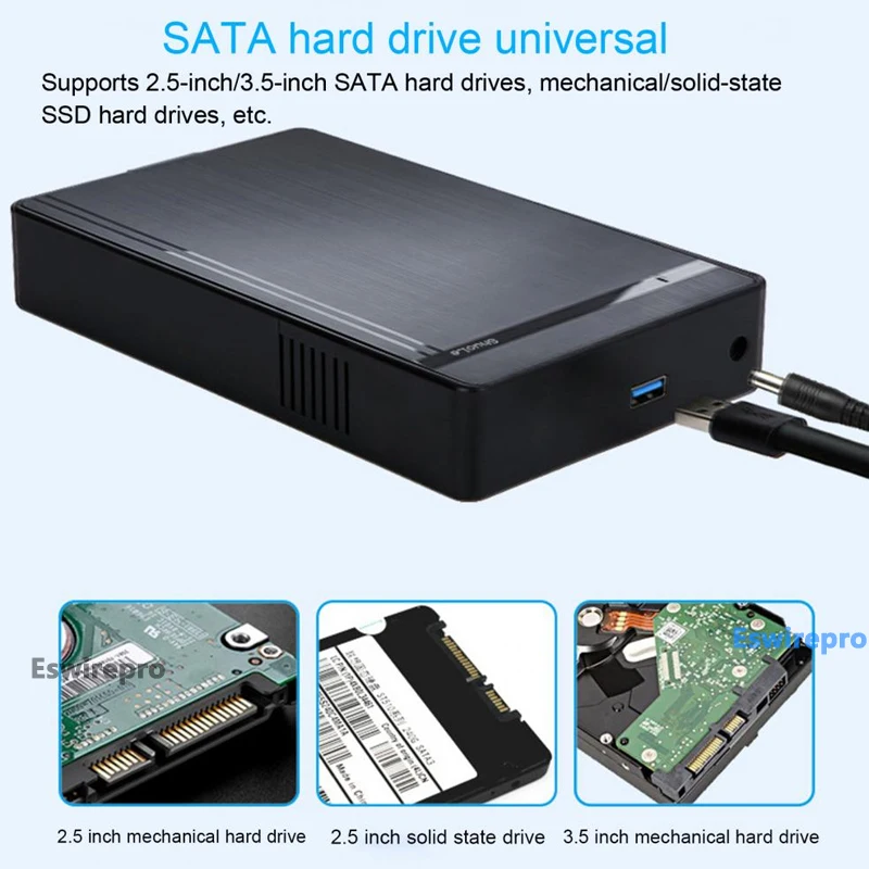 Корпус для внешнего жесткого диска SATA-USB 3,0, 2,5/3,5 дюйма