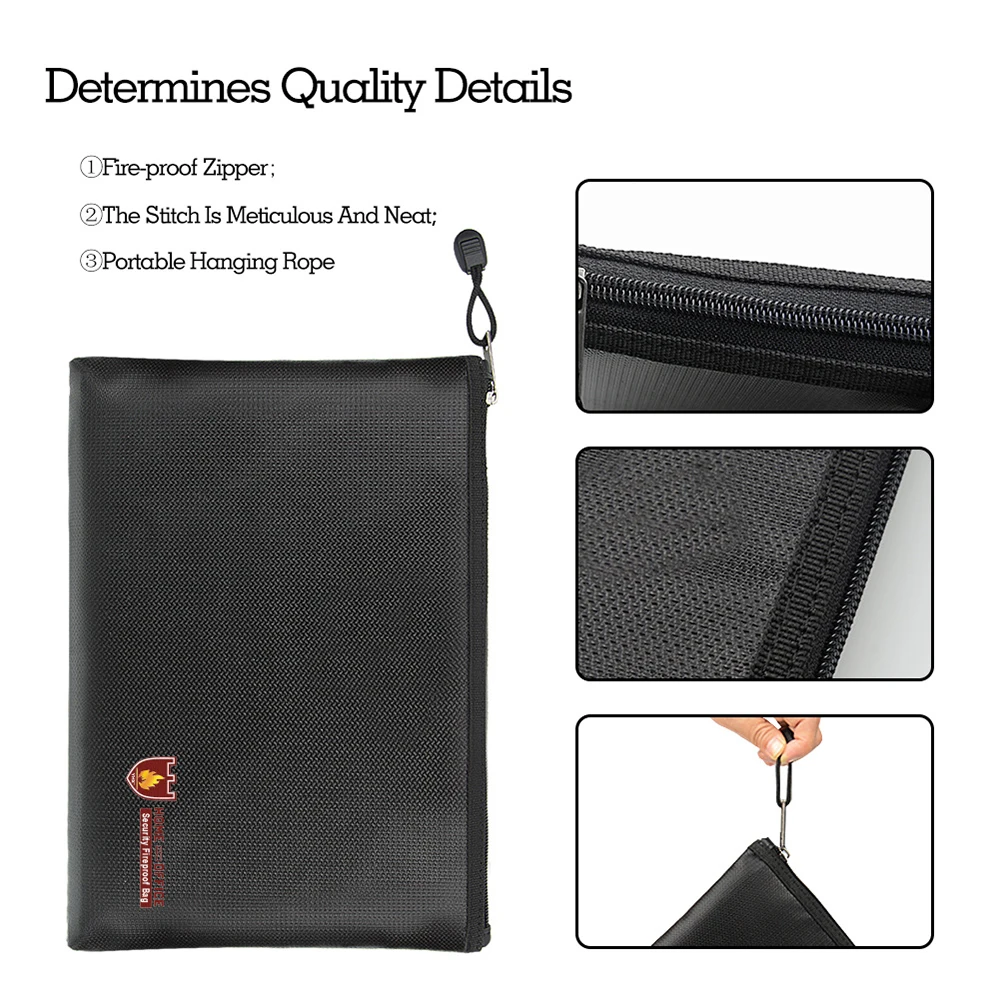 Fireproof Phone Bag Waterproof Safty Money Holder With Zipper For Documents For Storing Passports Bills Id Card & Contracts Dq