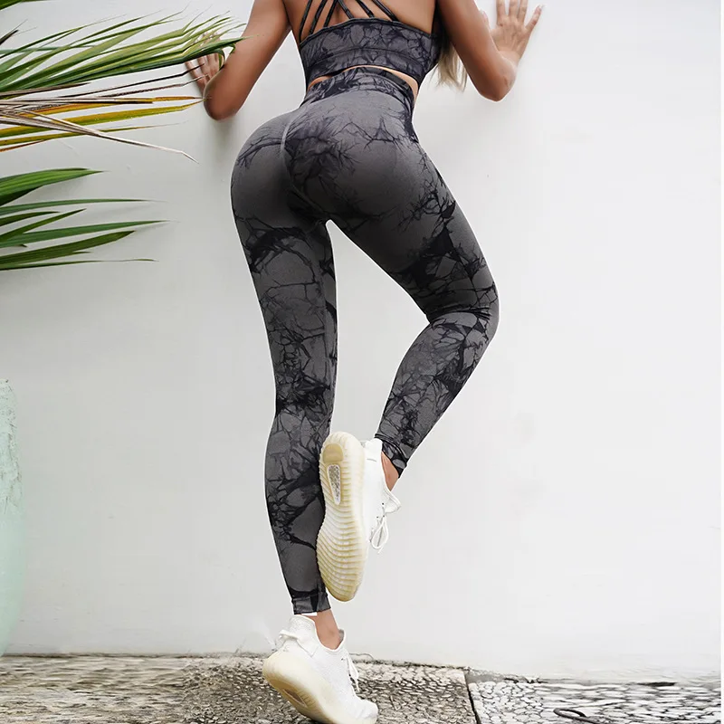 

Бесшовные штаны Tie Dye для йоги, спортивные эластичные штаны с высокой талией для фитнеса, бега, тренировок, тренажерного зала, леггинсы для женщин