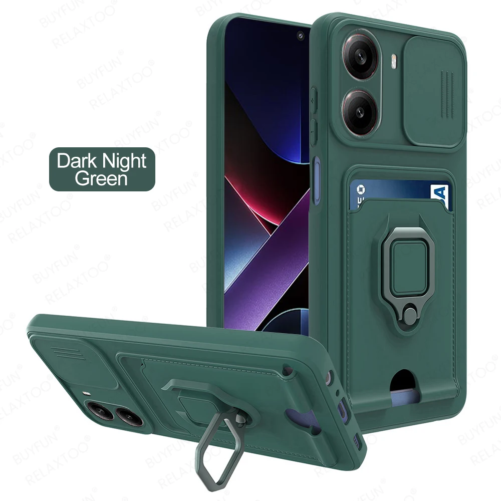 Multifunctional Magnetic Ring Case with Card Slot and Lens Protection Cover